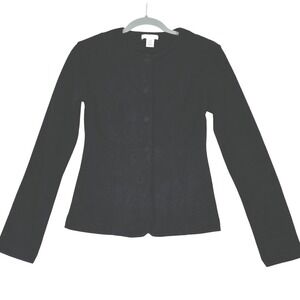H&M Textured Sweater Blazer Cardigan Jacket Womens XS Black Capsule Wardrobe